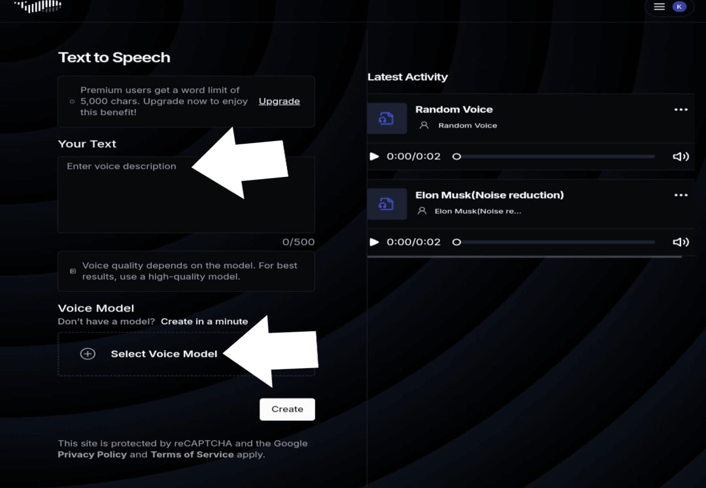 خطوات تحويل النص إلى صوت عربي مجانًا مع Fish Speech لقطة شاشة لواجهة تحويل النص إلى صوت في Fish Speech، تظهر مربع إدخال النص، وخيار تحديد نموذج الصوت، وزر إنشاء المقطع الصوتي.
