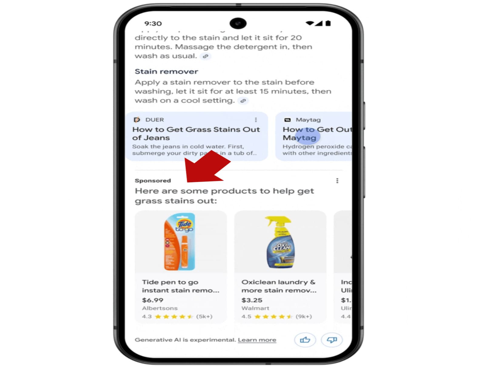 الإعلانات الممولة في Google AI Overviews مثال على الإعلانات الممولة أثناء البحث باستخدام Google AI Overviews