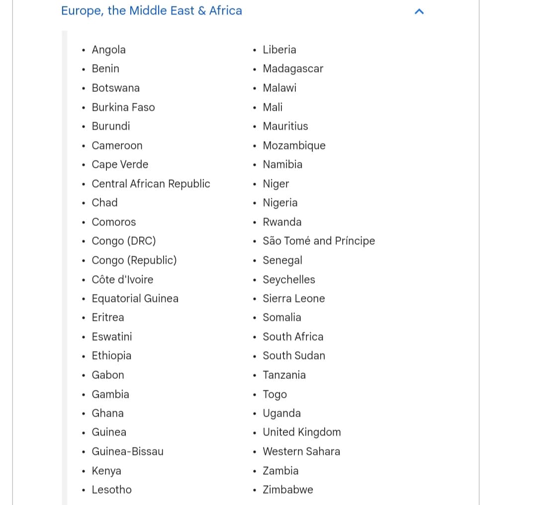 Supported countries for Google AI Overviews القائمة الجديدة للدول التي شملتها AI Overviews في أوروبا والشرق الأوسط وأفريقيا