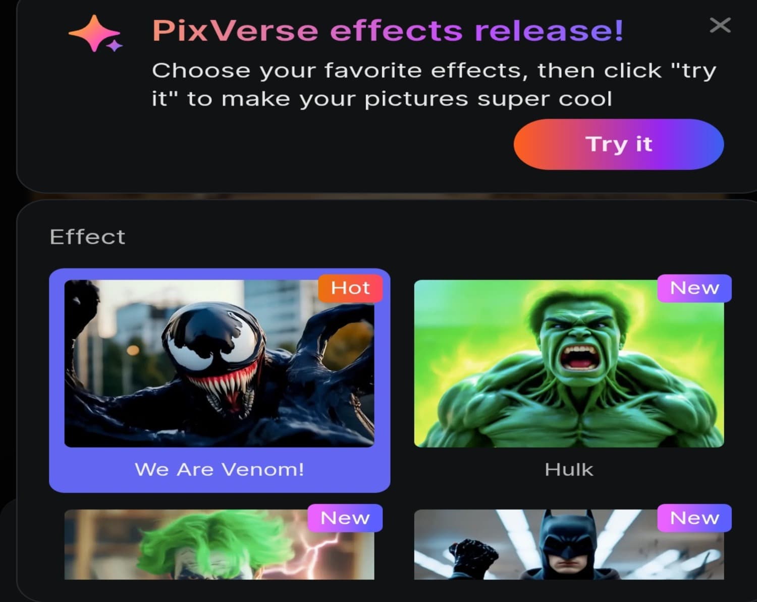 PixVerse V3 effects release PixVerse V3: اصنع فيديوهات ذكاء اصطناعي مذهلة بتأثيرات Venom وHulk مجانًا