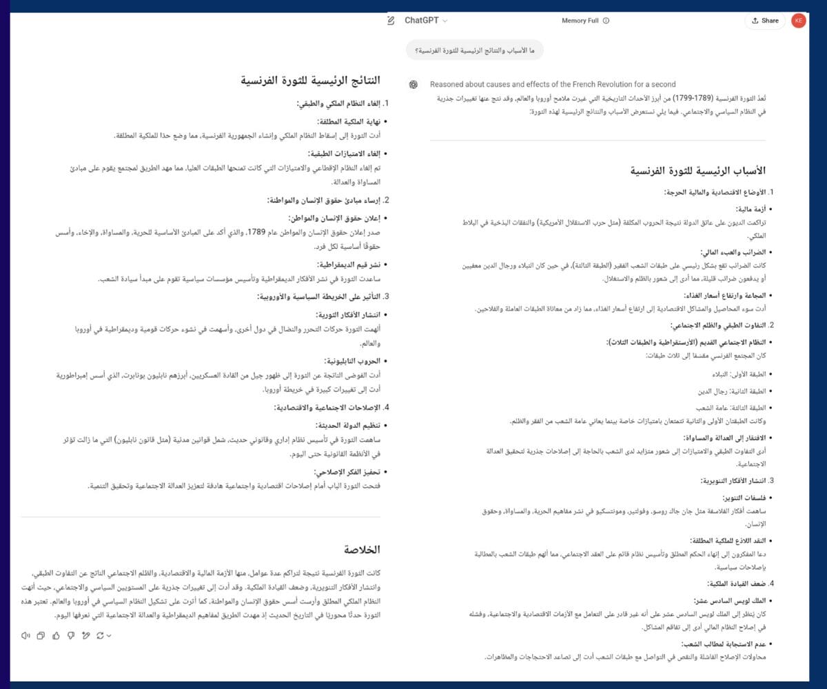 اختبار في التاريخ، o3-mini يقدم تحليلًا تاريخيًا للثورة الفرنسية