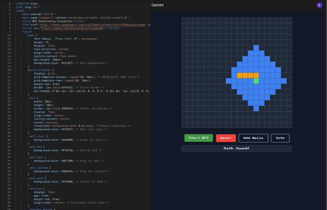 مثال توضيحي على استخدام Gemini Canvas في إنشاء نموذج تطبيق مثال توضيحي على استخدام Gemini Canvas في إنشاء نموذج تطبيق