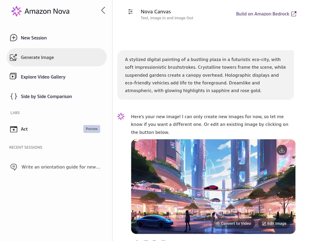 مثال على توليد الصور بواسطة نموذج الذكاء الاصطناعي Amazon Nova Canvas