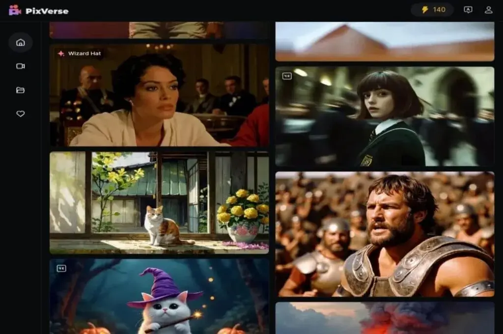 Discover section with inspiring works on PixVerse.