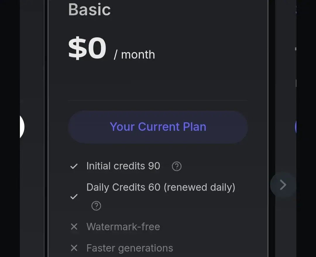 Features of the free plan on Pixverse.ai