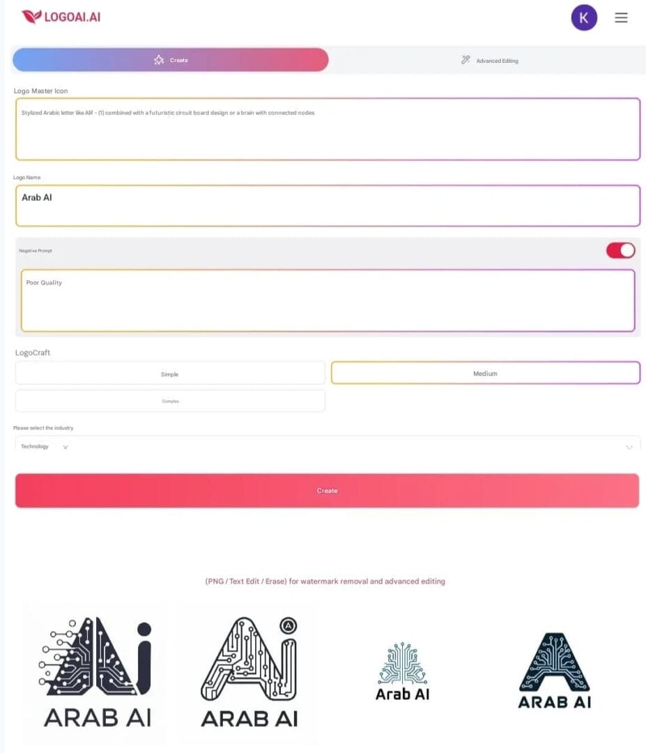 Logo Creation Experience Experience of creating a free AI logo using LogoAI.ai.